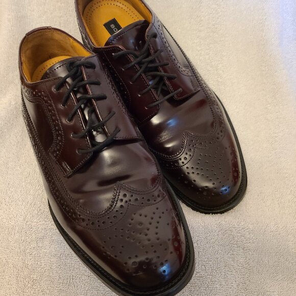 BOSTONIAN LUXE BROWN LEATHER CAP-TOE WINGTIP OXFORD-PERFORATED PUNCH-SIZE 7.5M Kenneth Cole Reaction Oxford Black Dress Shoes for Men for  main image 4